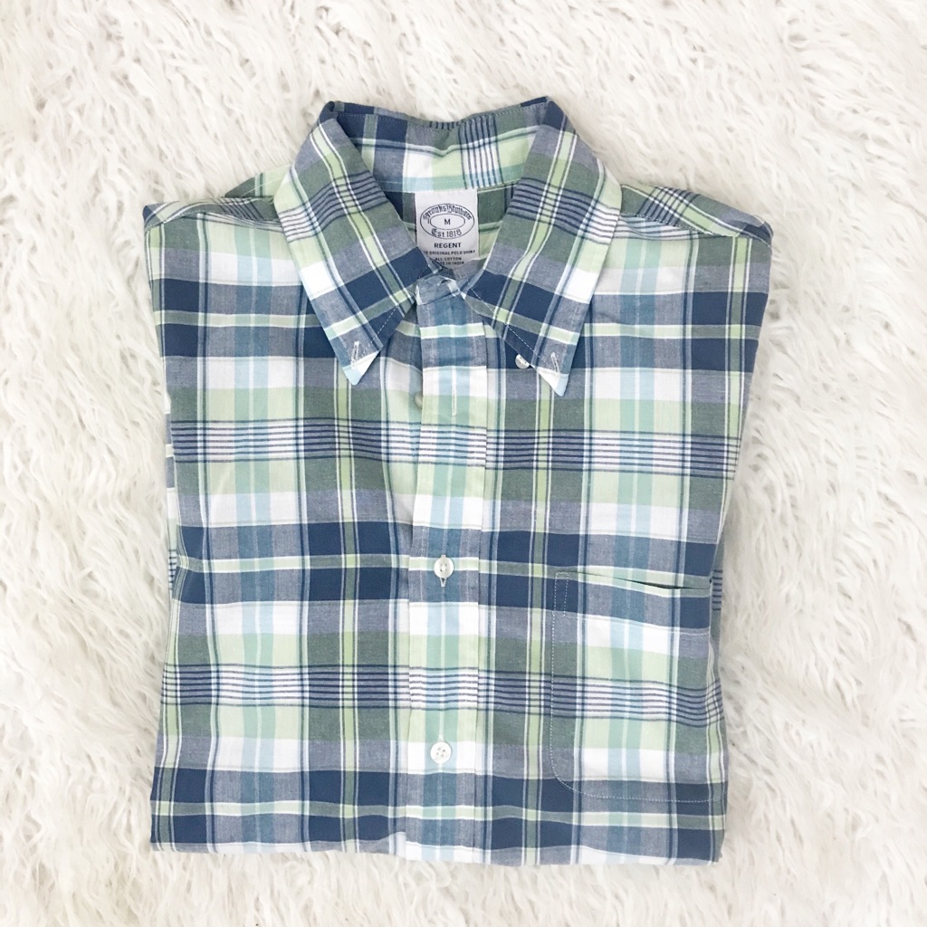 Brooks Brothers Plaid Short Sleeve Button Down M